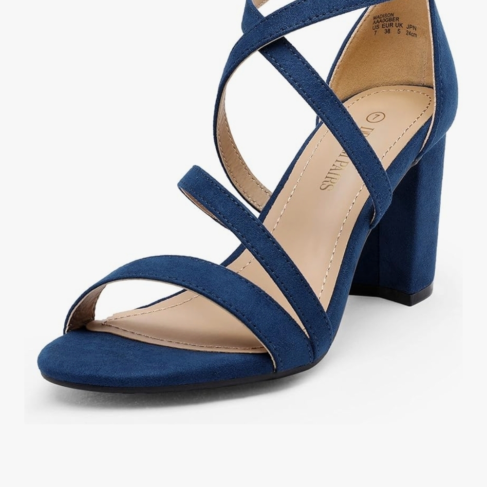 Dream Pairs Navy Strappy Block Heel Sandals for Women